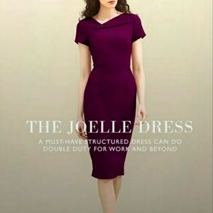 L.K. BENNETT Plum Purple Joelle Cherry Sheath Dress Size 12